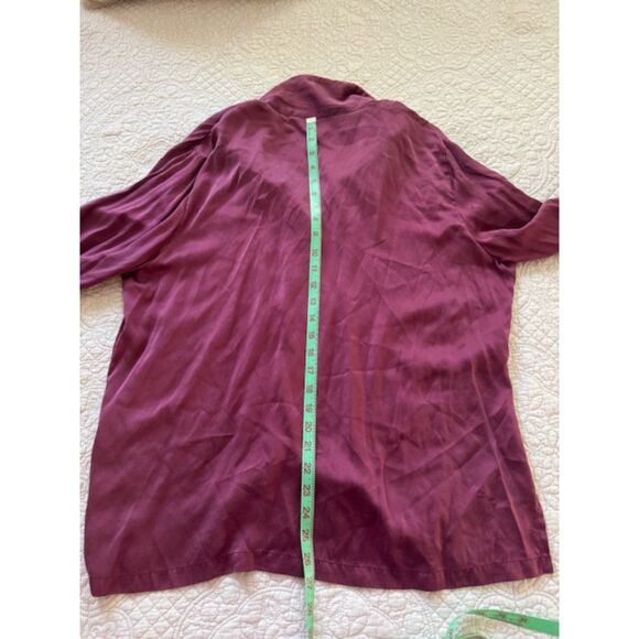 Julianna Rae Paradise Found 100%Silk Button down blouse/Pajama top, Maroon, XL - Picture 5 of 5